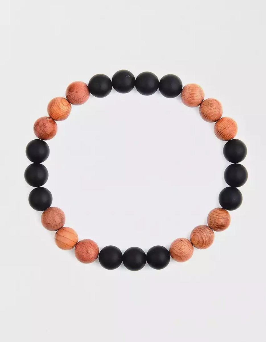 Bijoux American Eagle Matte Onyx Red Sandalwood Beaded Bracelet Multicolore Homme | HGA-32227056